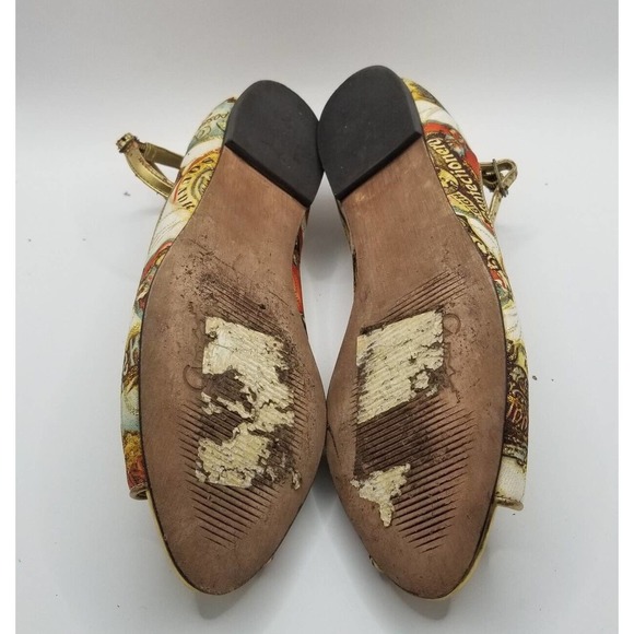 Carlos Santana Flirt Multicolor Gold Accent Peep Toe Ankle Strap Flats Size 6 - Picture 8 of 12